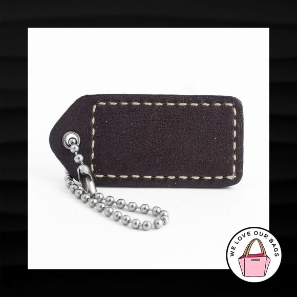 2" Medium COACH BROWN LEATHER KEY FOB BAG CHARM KEYCHAIN HANGTAG TAG - Picture 2 of 2